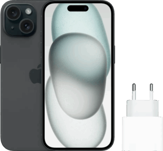 Apple iPhone 15 256GB Zwart + Apple Snellader