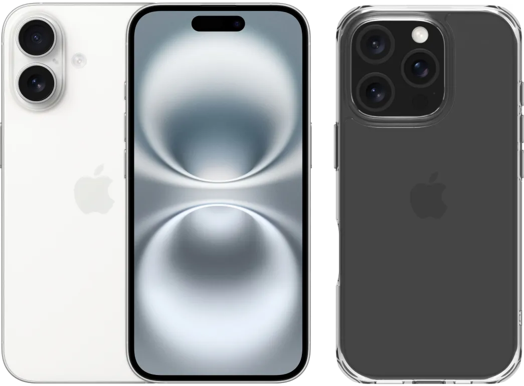 Apple iPhone 16 128GB Wit + BlueBuilt Protective Back Cover Transparant