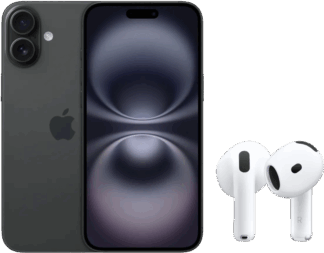 Apple iPhone 16 128GB Zwart + AirPods 4 Active Noise Cancellation