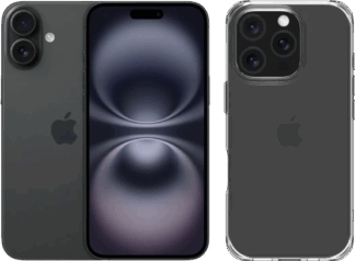 Apple iPhone 16 128GB Zwart + BlueBuilt Protective Back Cover Transparant