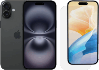 Apple iPhone 16 128GB Zwart + BlueBuilt Screenprotector Glas