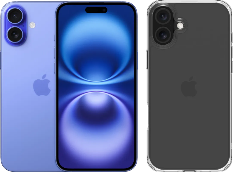 Apple iPhone 16 Plus 256GB Blauw + BlueBuilt Protective Back Cover Transparant