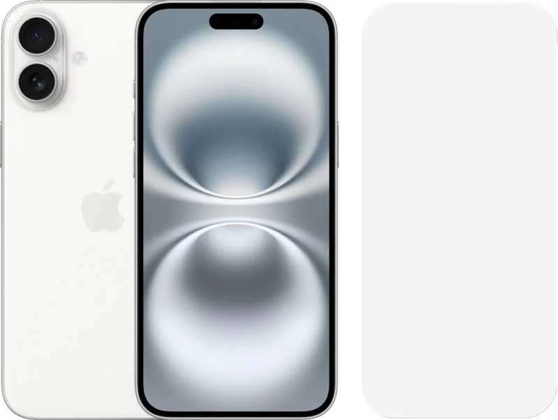Apple iPhone 16 Plus 256GB Wit + BlueBuilt Screenprotector Glas