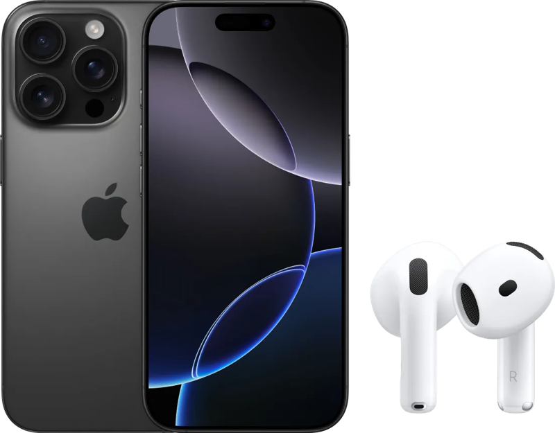 Apple iPhone 16 Pro 256GB Black Titanium + AirPods 4 Active Noise Cancellation
