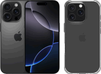 Apple iPhone 16 Pro 256GB Black Titanium + BlueBuilt Protective Back Cover Transparant