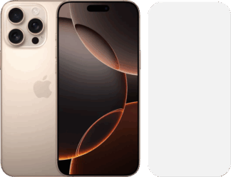 Apple iPhone 16 Pro Max 256GB Desert Titanium + BlueBuilt Screenprotector Glas