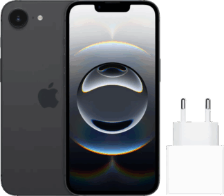 Apple iPhone 16e 128GB Zwart + Apple Snellader