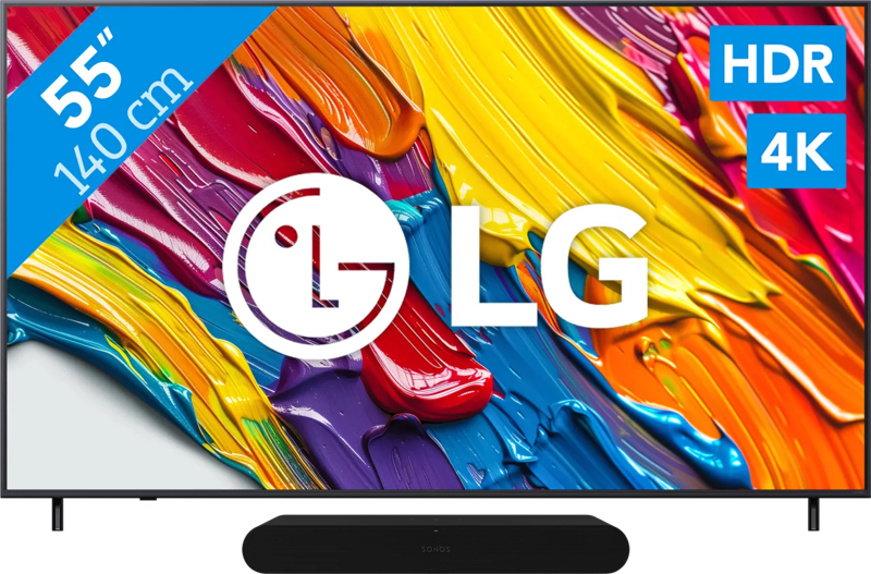 LG 55" QNED82 4K (2025) + Sonos Ray Zwart