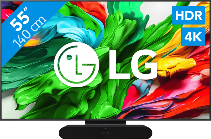 LG 55" QNED86 EVO 4K (2025) + Sonos Ray Zwart
