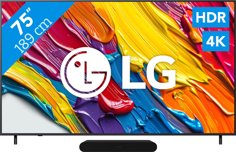 LG 75" QNED82 4K (2025) + Sonos Ray Zwart