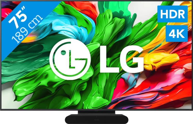 LG 75" QNED86 EVO 4K (2025) + Sonos Ray Zwart