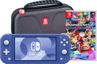 Nintendo Switch Lite Blauw + Mario Kart 8 Deluxe + Bigben Beschermtas