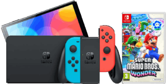 Nintendo Switch OLED Blauw/Rood + Super Mario Bros. Wonder