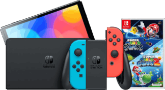 Nintendo Switch OLED Blauw/Rood + Super Mario Galaxy 1+2