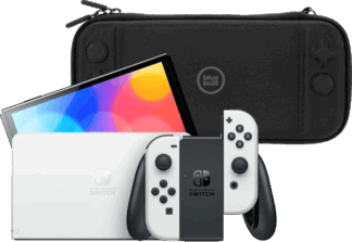 Nintendo Switch OLED Wit + BlueBuilt Beschermhoes