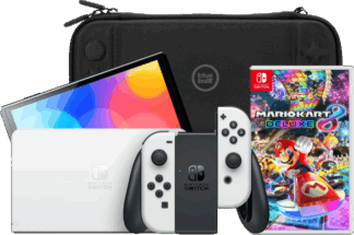 Nintendo Switch OLED Wit + Mario Kart 8 Deluxe + BlueBuilt Beschermhoes