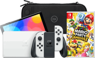 Nintendo Switch OLED Wit + Mario Party Jamboree + BlueBuilt Beschermhoes