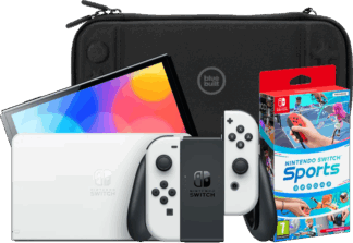 Nintendo Switch OLED Wit + Nintendo Switch Sports + BlueBuilt Beschermhoes