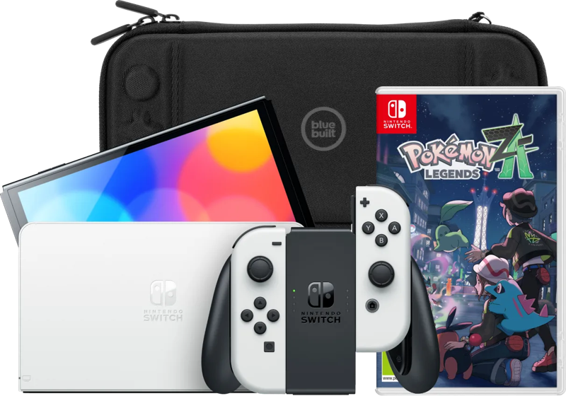 Nintendo Switch OLED Wit + Pokémon Legends: Z-A + BlueBuilt Beschermhoes