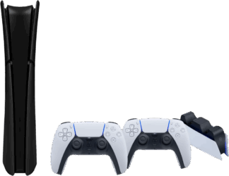 PS5 Slim Digital Edition + Covers Zwart + Extra Controller Wit + Oplaadstation