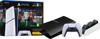 PS5 Slim Digital Edition + FC 26 + Covers Zwart + Extra Controller Wit + Oplaadstation