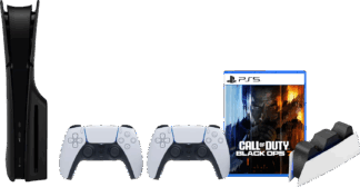 PS5 Slim Disc Edition + Black Ops 7 + Covers Zwart + Extra Controller Wit + Oplaadstation