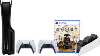 PS5 Slim Disc Edition + Ghost of Yotei + Covers Zwart + Extra Controller Wit + Oplaadstation