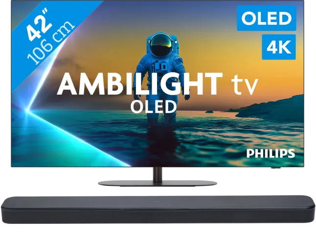 Philips Ambilight 42'' OLED810 4K (2025) + JBL Bar 300 M2 Zwart