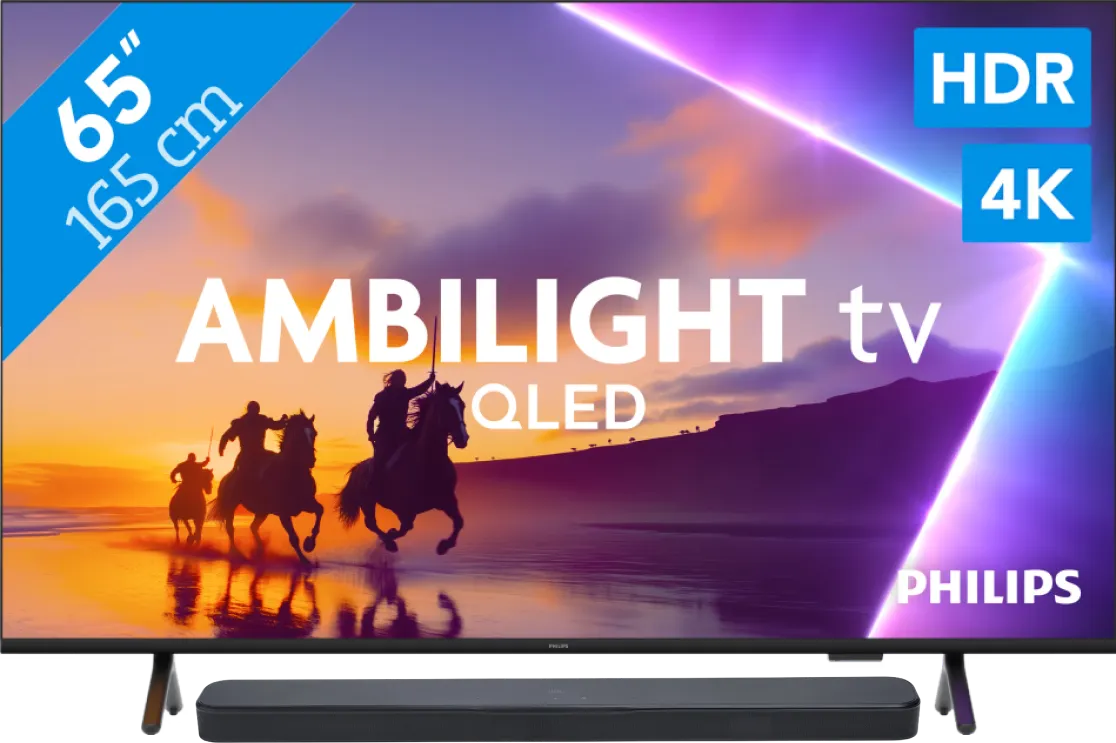 Philips Ambilight 65" PUS8500 QLED 4K (2025) + JBL Bar 300 M2 Zwart