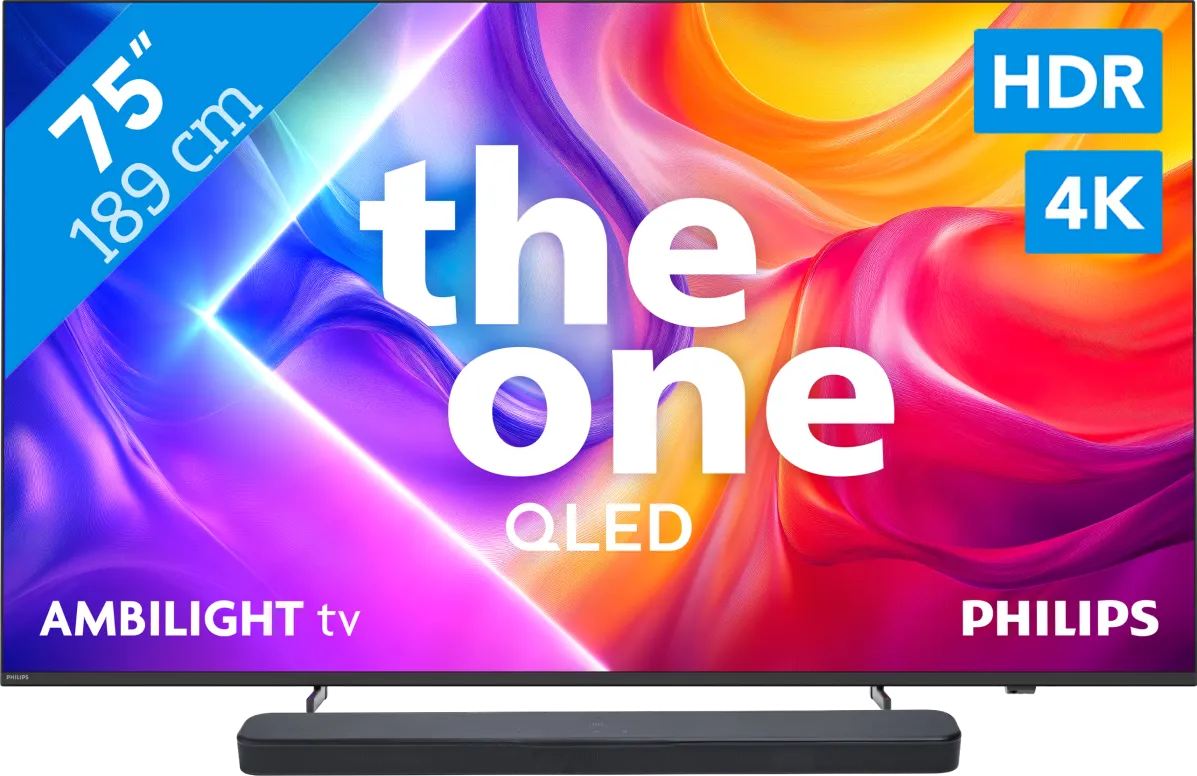 Philips Ambilight 75" PUS9000 QLED 4K (2025) + JBL Bar 300 M2 Zwart