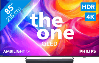 Philips Ambilight 85" PUS9000 QLED 4K (2025) + JBL Bar 300 M2 Zwart