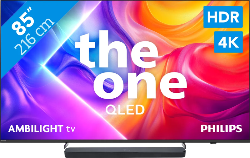 Philips Ambilight 85" PUS9000 QLED 4K (2025) + JBL Bar 300 M2 Zwart