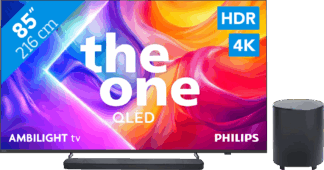 Philips Ambilight 85" PUS9000 QLED 4K (2025) + JBL Bar 800 M2 Zwart