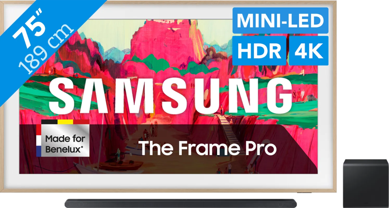 Samsung 75" The Frame Pro LS03FW (2025) + Samsung HW-S800D Zwart (2024)