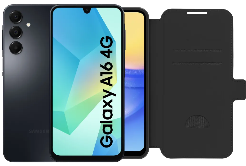 Samsung Galaxy A16 128GB Zwart 4G + BlueBuilt Book Case Zwart