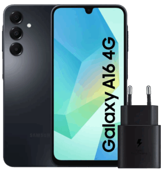 Samsung Galaxy A16 128GB Zwart 4G + Samsung Oplader 25W Zwart