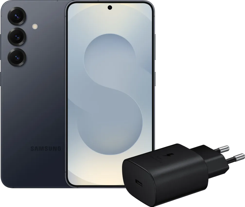 Samsung Galaxy S25 128GB Zilver 5G + Samsung Oplader 25 Watt Zwart