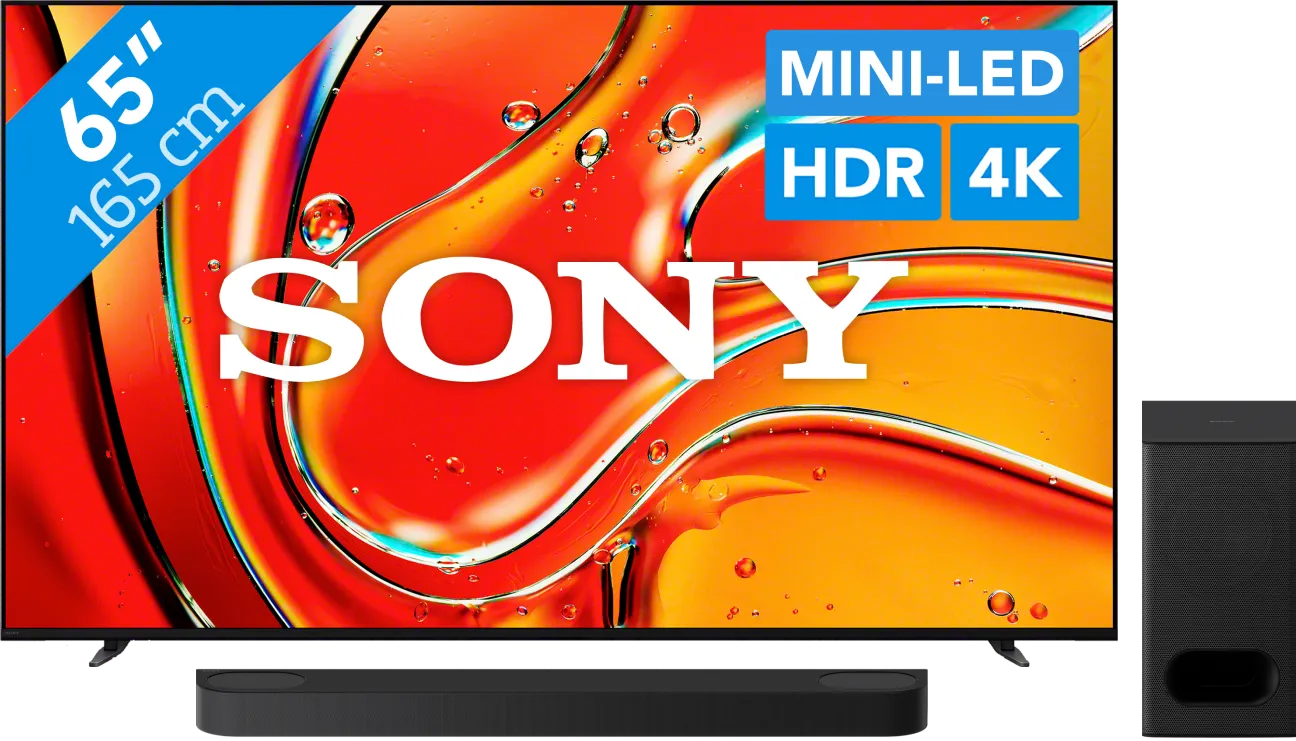 Sony 65" Bravia 7 4K QLED XR Mini-led (2024) + Sony Bravia Theatre Bar 6 Zwart
